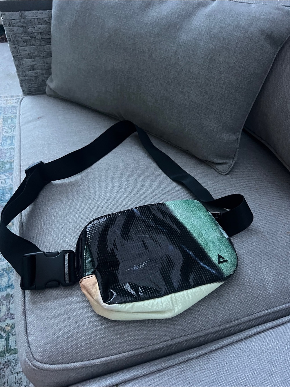 Colorblock Crossbody Belt Bag - Black & Mint
